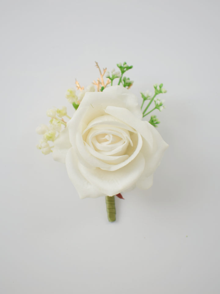 White And Green Artificial Flower Corsage and Boutonniere​ Set 2